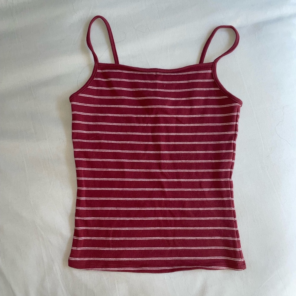 Maroon striped Garage tank top